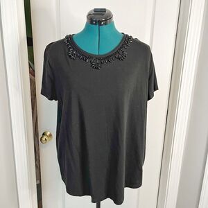 Ralph Lauren Beaded Embellished Collared Cotton Round Neck Short Sleeve T Shirt